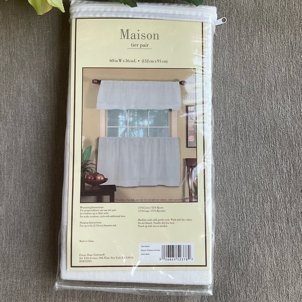 Madison Maison White Tier Pair Curtains 60x 36